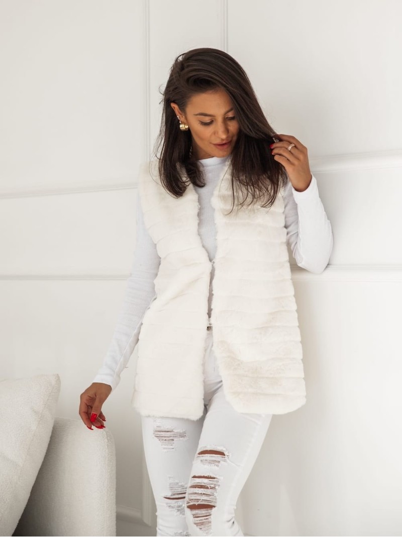 Women\'s cream fur vest 02114 - Online store - Boutique